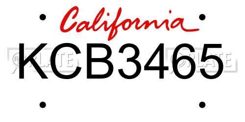 KCB3465 California License Plate