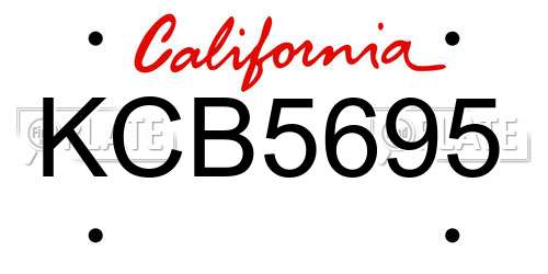 KCB5695 California License Plate