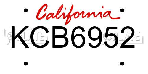 KCB6952 California License Plate