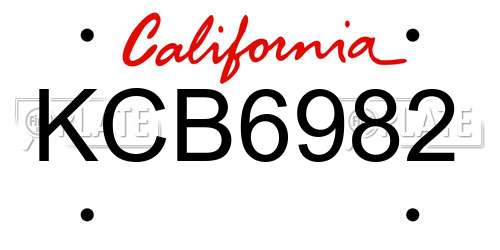 KCB6982 California License Plate