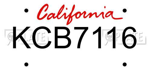 KCB7116 California License Plate