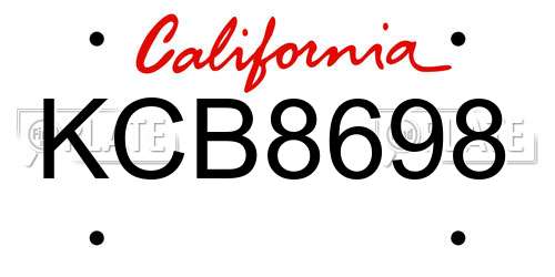 KCB8698 California License Plate