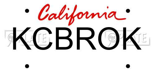 KCBROK California License Plate
