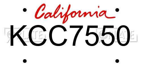 KCC7550 California License Plate