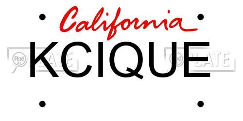 KCIQUE California License Plate