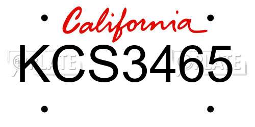 KCS3465 California License Plate