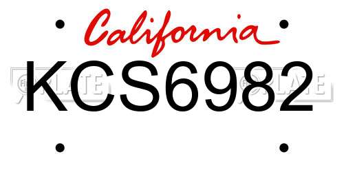 KCS6982 California License Plate