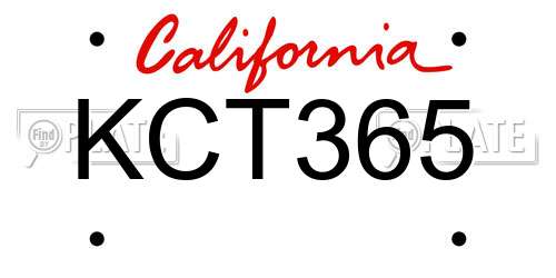 KCT365 California License Plate