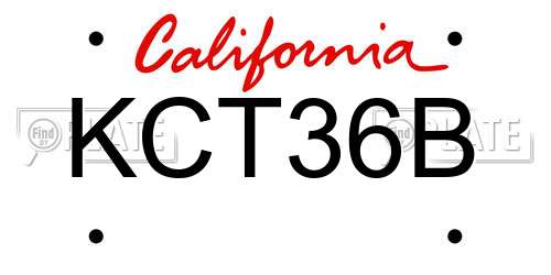 KCT36B California License Plate