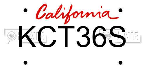 KCT36S California License Plate