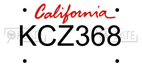 KCZ368 California License Plate
