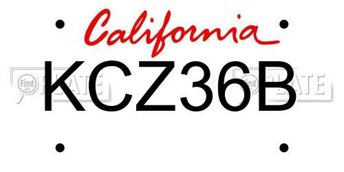 KCZ36B California License Plate