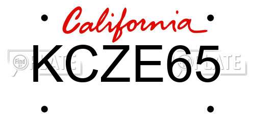 KCZE65 California License Plate