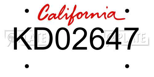 KD02647 California License Plate