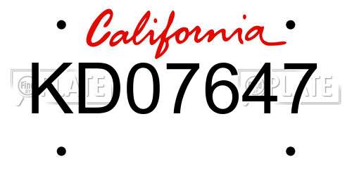 KD07647 California License Plate