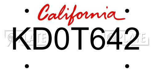 KD0T642 California License Plate