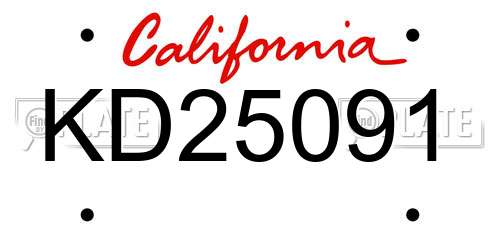 KD25091 California License Plate