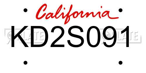 KD2S091 California License Plate
