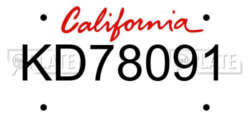 KD78091 California License Plate