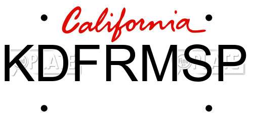 KDFRMSP California License Plate