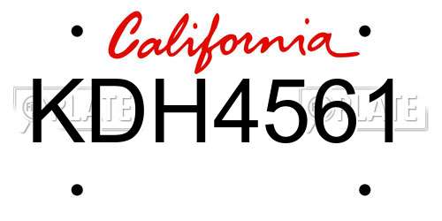 KDH4561 California License Plate
