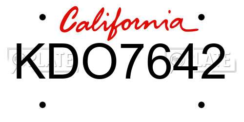 KDO7642 California License Plate
