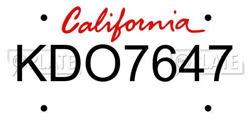 KDO7647 California License Plate