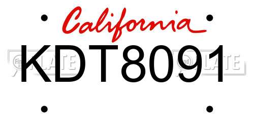 KDT8091 California License Plate