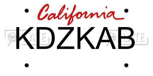 KDZKAB California License Plate