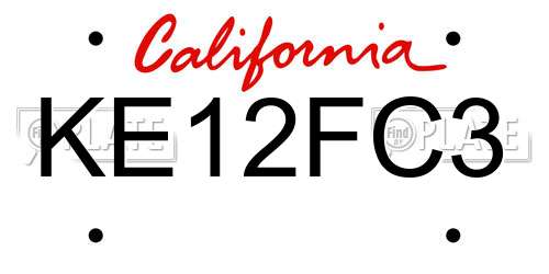 KE12FC3 California License Plate