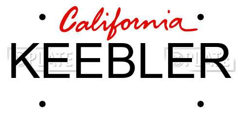 KEEBLER California License Plate