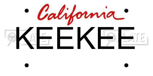 KEEKEE California License Plate