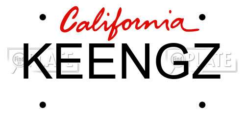 KEENGZ California License Plate