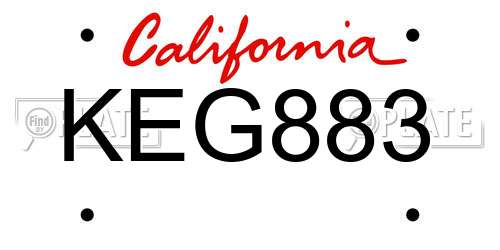 KEG883 California License Plate
