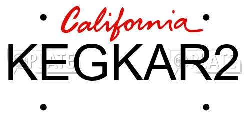 KEGKAR2 California License Plate