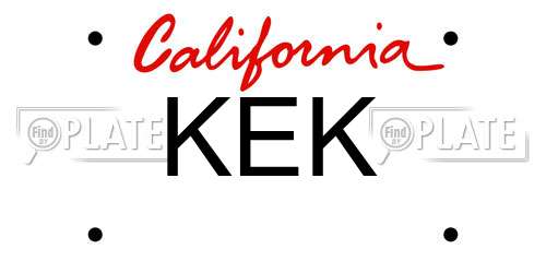 KEK California License Plate
