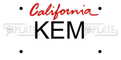 KEM California License Plate