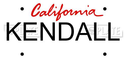 KENDALL California License Plate