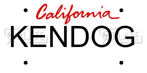 KENDOG California License Plate