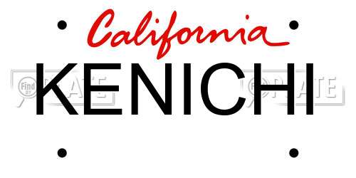 KENICHI California License Plate