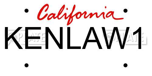 KENLAW1 California License Plate