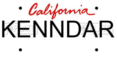 KENNDAR California License Plate
