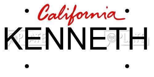 KENNETH California License Plate