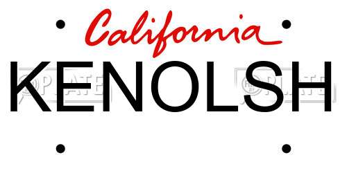 KENOLSH California License Plate