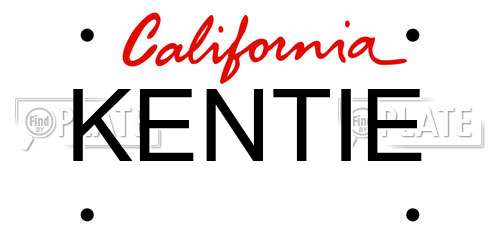 KENTIE California License Plate