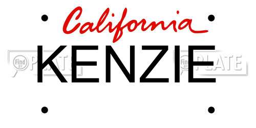 KENZIE California License Plate