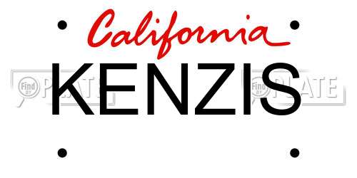 KENZIS California License Plate