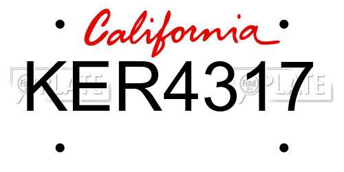KER4317 California License Plate