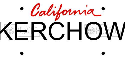 KERCHOW California License Plate