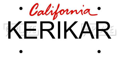 KERIKAR California License Plate